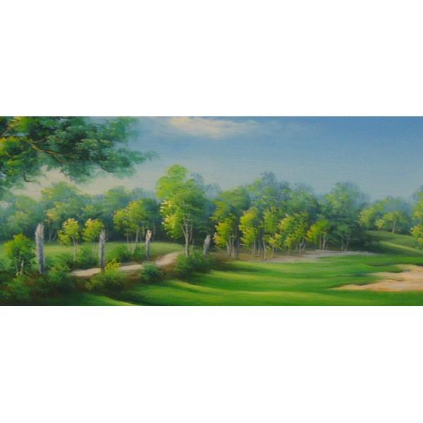 絵画 油絵 リチャード・エンバス 肉筆油絵 ゴルフ場 F8 送料無料 