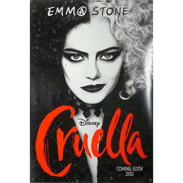 クルエラ ディズニー グッズ 映画ポスター フレーム別 モノクロ