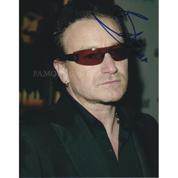 U2 ボノ BONO グッズ 直筆サイン入り サングラスをかけた写真 オート