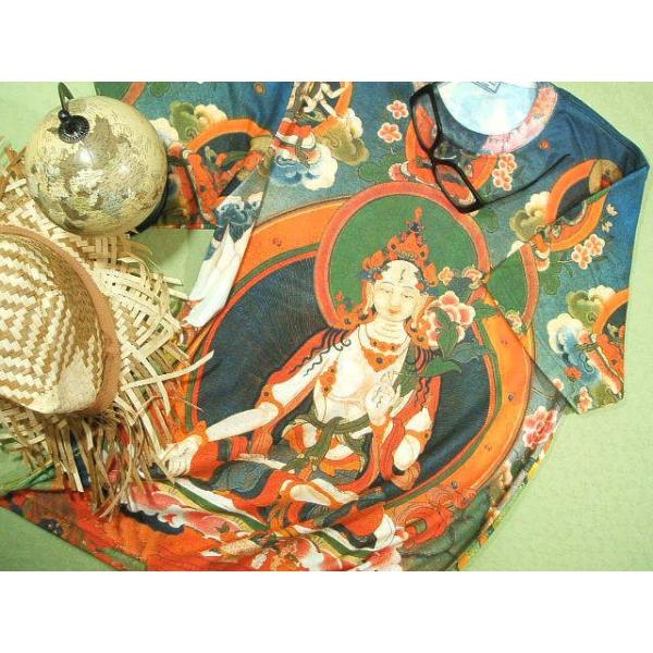 チベット仏教マンダラTシャツ【サイズ：M、L 】メンズ 曼荼羅Tシャツ