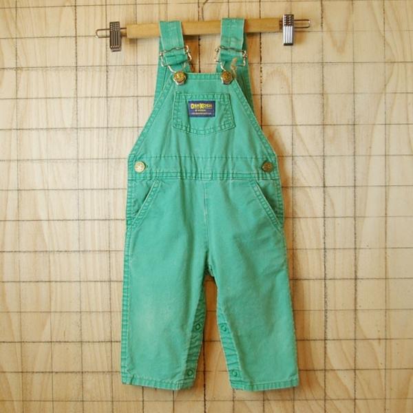 オシュコシュ USA アメリカ 製古着エメラルドグリーン 黄緑 ベビー