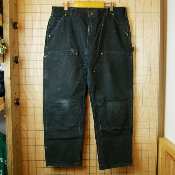 古着USA製カーハートダブルニーペインターパンツ黒 ブラック Carhartt 