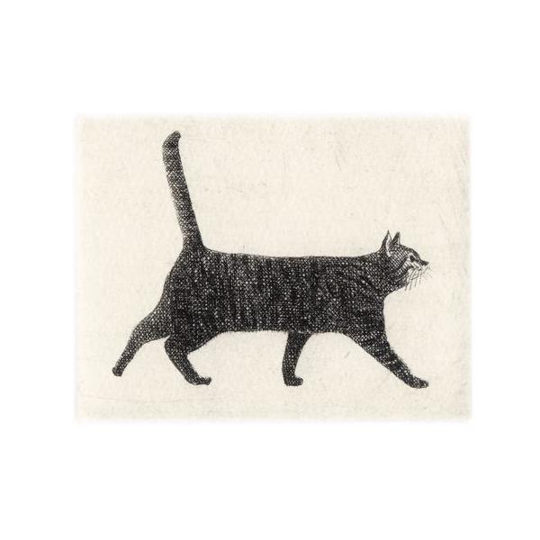 横向きの猫/銅版画 (額あり） /【Buyee】