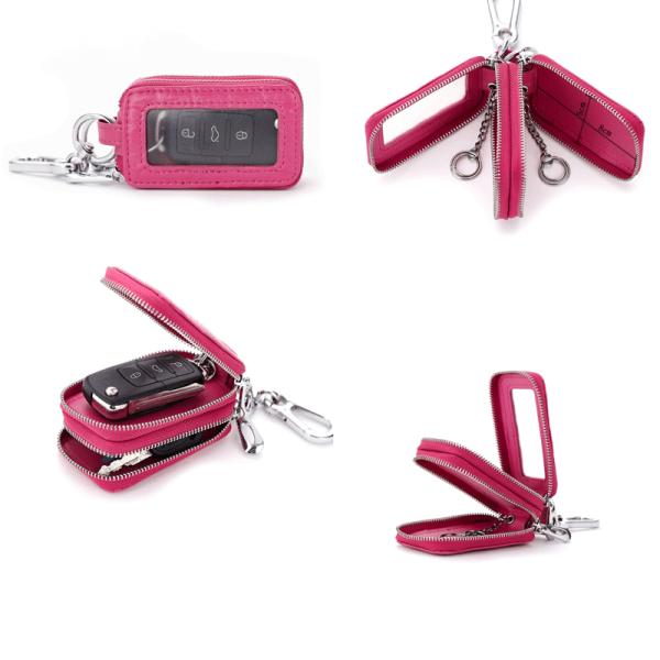 本革キーケース スマートキーケースクリア窓付きダブル