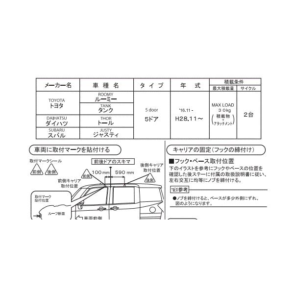 INNOイノー トヨタ ルーミー／タンク ベース キャリア セット 品番 INSUT+K491+IN-B137BK /自動車/ルーフキャリア  /【Buyee】