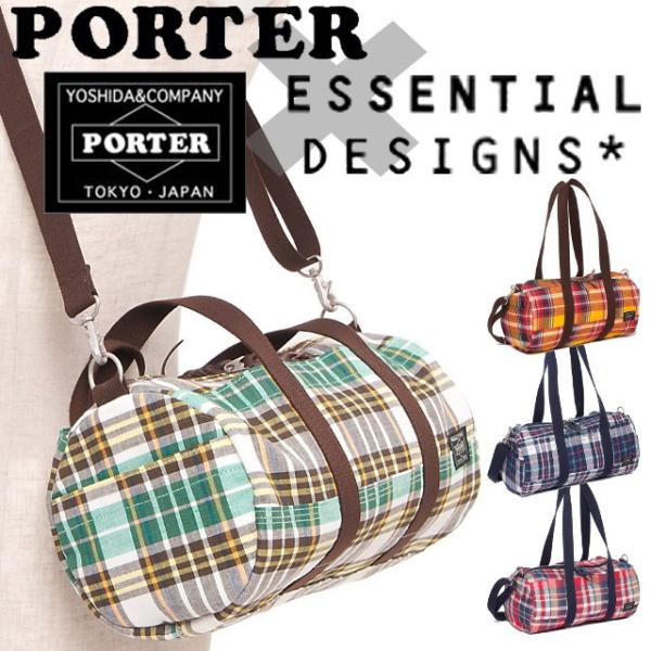 PORTER ポーターミニボストンバッグ マドラスチェック 吉田カバンオレンジ