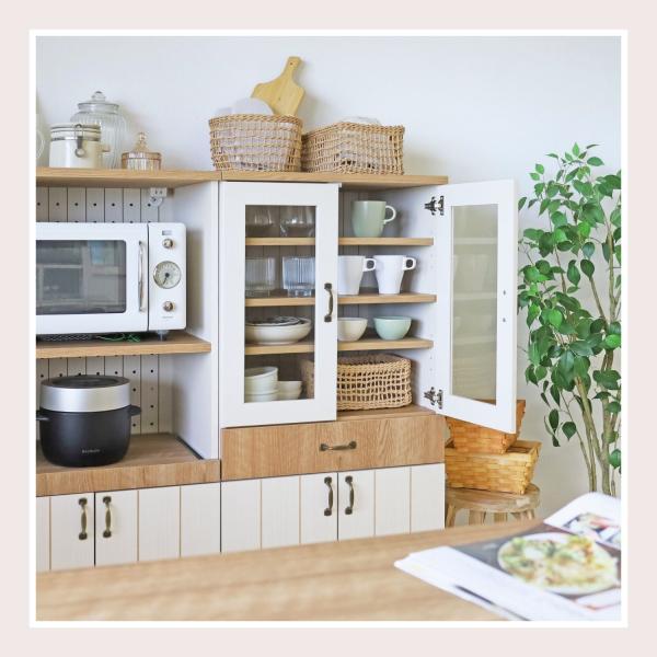 送料込 山隆家具 キッチンキャビネット キッチンボード 食器棚(ホワイト) mtd-0033.jpg