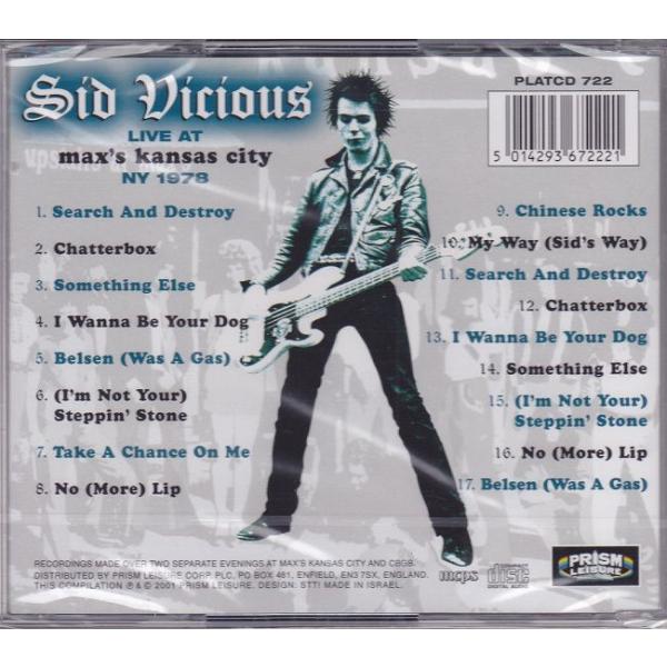 □新品□Sid Vicious シド・ヴィシャス/live at Max's Kansas