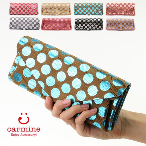 楽天市場】カーマイン 財布 carmine 長財布 水玉 ドットレザー
