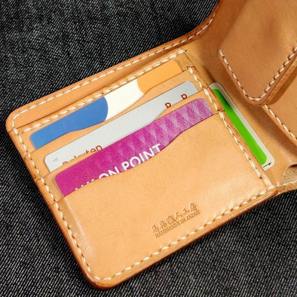 二つ折り財布 ショートウォレット ハンドメイド 完全一点もの 総手縫い