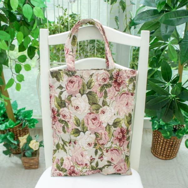 花柄リネントートバッグ【トリニティホワイト・ブルー】 | P&C
