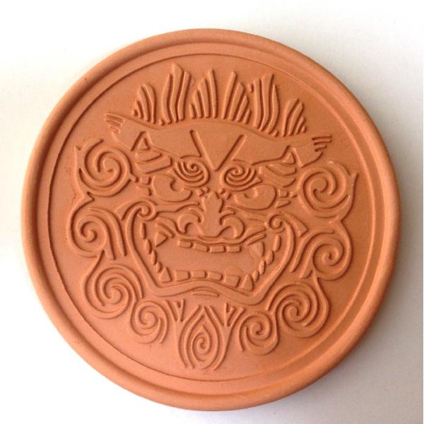 赤瓦のコースタ 水分吸収 丈夫コースター 丸型 シーサー ペアー