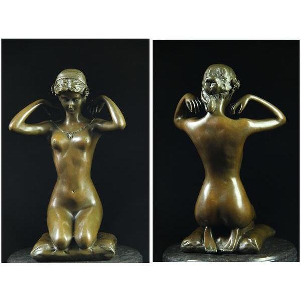 彫刻・オブジェ超人気ブロンズ像　裸婦のダンサー像　F.Preiss 42cm置物彫刻銅像美術品