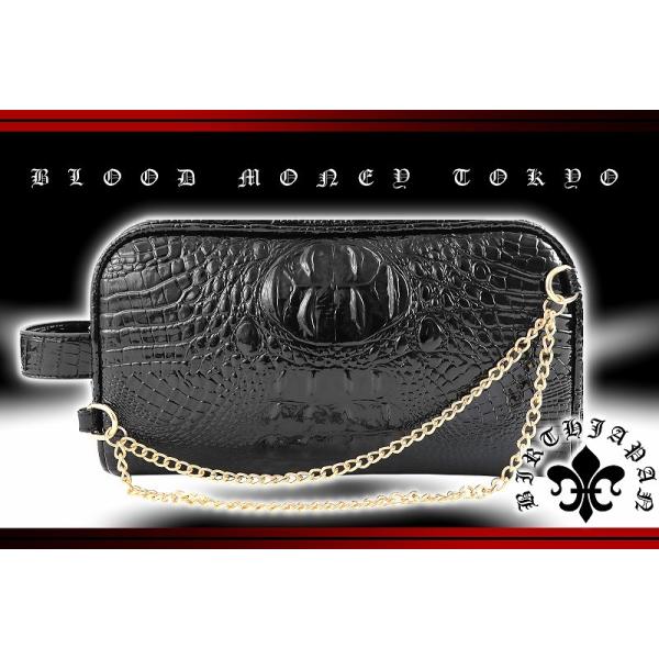 鞄 15015 黒 ヤクザ ブランド BLOOD MONEY TOKYO クロコ 型押し