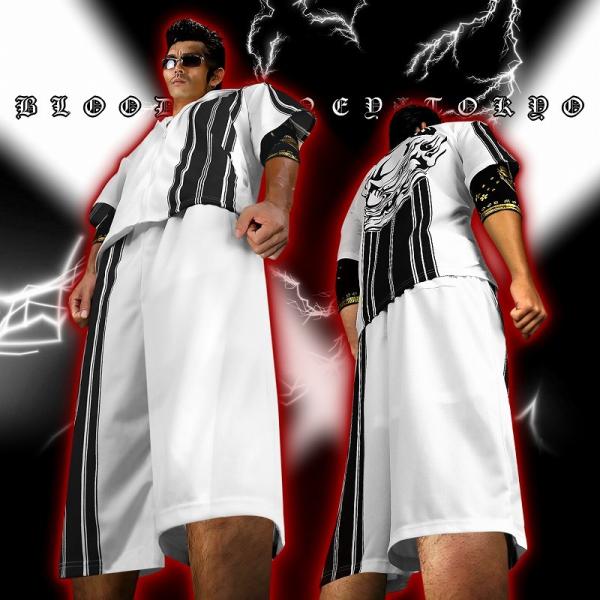 半袖 セットアップ ジャージ 鬼 和柄 白×黒 オラオラ系 悪羅悪羅