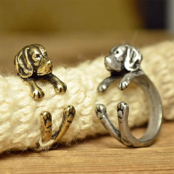 ビーグルリング 犬 犬グッズ 指輪 レトロ 犬モチーフ キュート