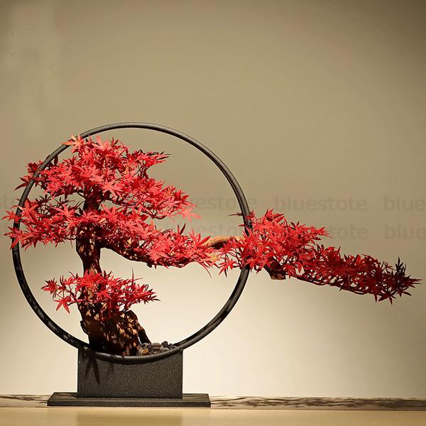 カエデの葉飾り人工植物盆栽 紅葉 人工樹木 人工観葉植物 フェイクグリーン フェイク盆栽 インテリア 装飾 居間/玄関花飾り 禅風 縁起物 カエデの葉飾り人工植物盆栽紅葉人工樹木人工観葉植物フェイクグリーン
