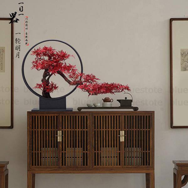 カエデの葉飾り人工植物盆栽 紅葉 人工樹木 人工観葉植物 フェイクグリーン フェイク盆栽 インテリア 装飾 居間/玄関花飾り 禅風 縁起物 カエデの葉飾り人工植物盆栽 紅葉 人工樹木 人工観葉植物 フェイク