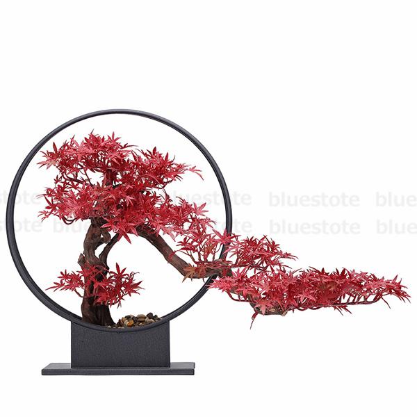 赤いカエデの葉 人工盆栽  35cm×55cm フェイクグリーン 赤いカエデの葉 人工盆栽 35cm×55cm フェイクグリーン 置物