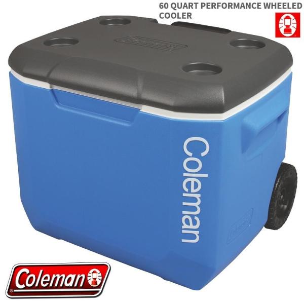 Coleman コールマン クーラーボックス 日本未発売品 60QT ホイールクーラー BLUE/WHITE キャスター付き /【Buyee】