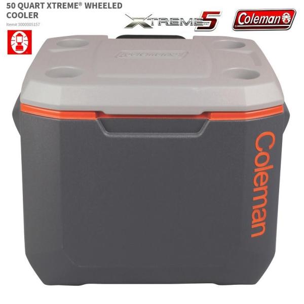 日本未発売品 Coleman コールマン クーラーボックス 50QT XTREMEエクストリーム ホイールクーラー GREY/ORANGE  キャスター付き /【Buyee】