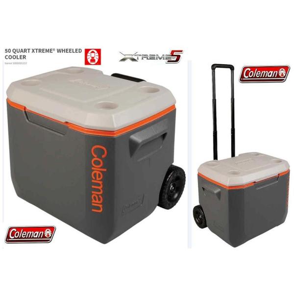 日本未発売品 Coleman コールマン クーラーボックス 50QT XTREMEエクストリーム ホイールクーラー GREY/ORANGE  キャスター付き /【Buyee】