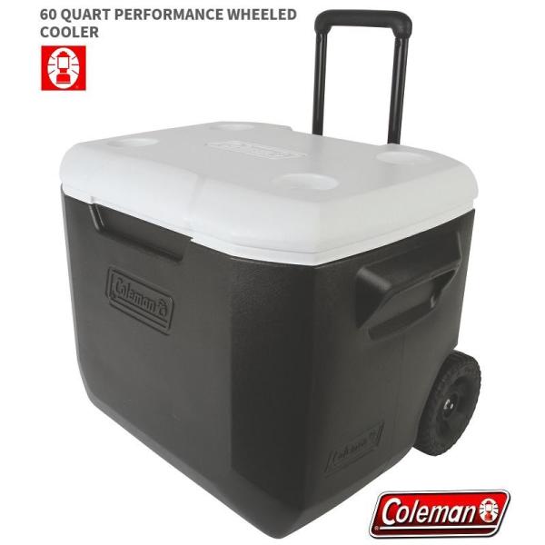 Coleman コールマン クーラーボックス 日本未発売品 60QT ホイールクーラー 黒/白 キャスター付き /【Buyee】