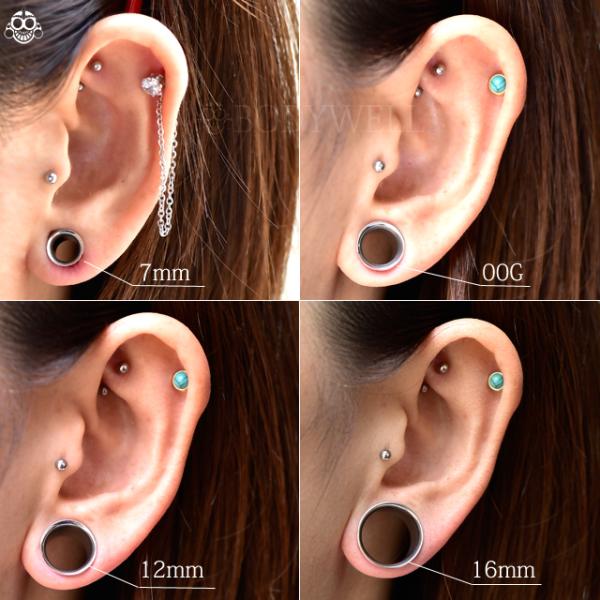 ボディピアス 7mm 0G 9mm 00G シングルフレア アイレット ハイ