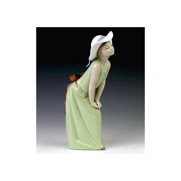 LLADRO】リヤドロ 鏡の前で (若草色の少女)スペイン製 陶器 (美品) - 置物