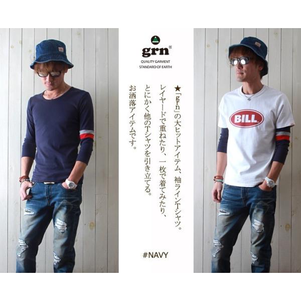 Tシャツ grn 新シリーズマイ・フィット袖ライン ７分袖Ｔシャツ メンズ アメカジ /【Buyee】