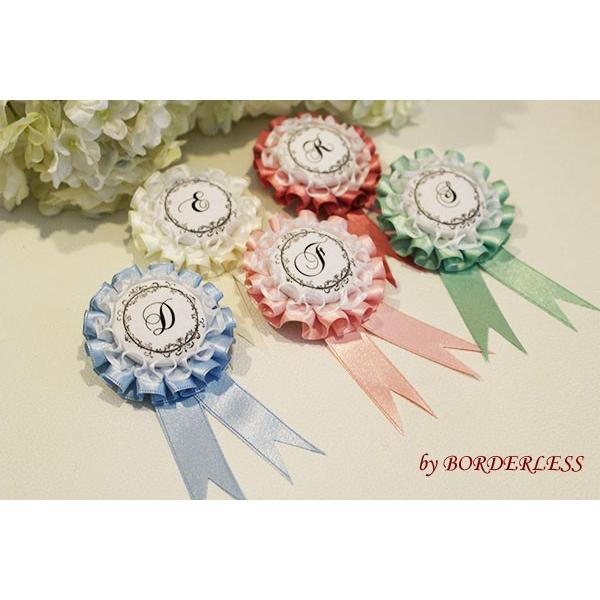 イニシャルサークルロゼット サテン ダブルS 10色からお選