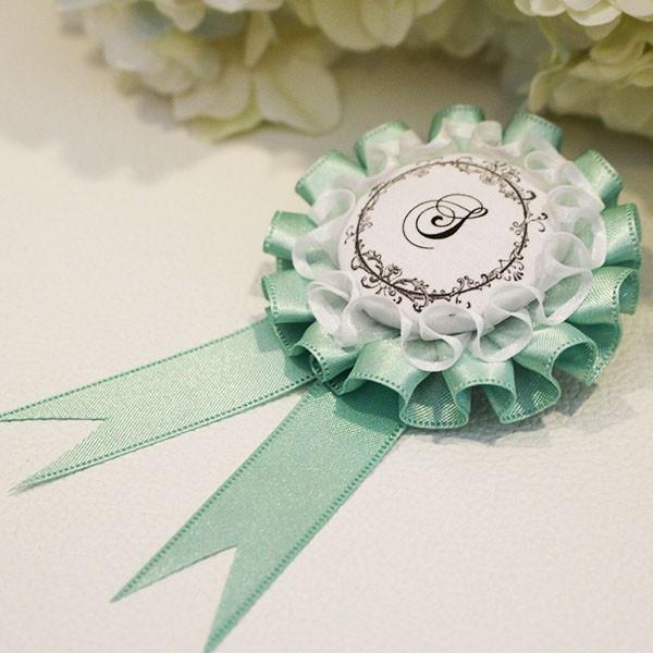 イニシャルサークルロゼット サテン ダブルS 10色からお選