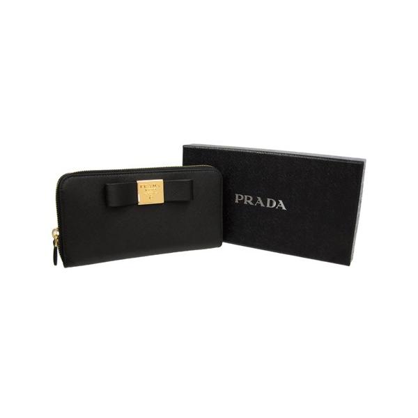 プラダ財布PRADA 長財布リボンラウンドファスナー1ML506 NERO 新作新品