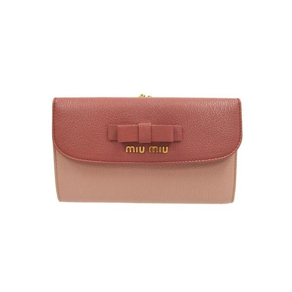 ミュウミュウMIUMIU 財布新作レディースバイカラーリボン5ME120 MADRAS 