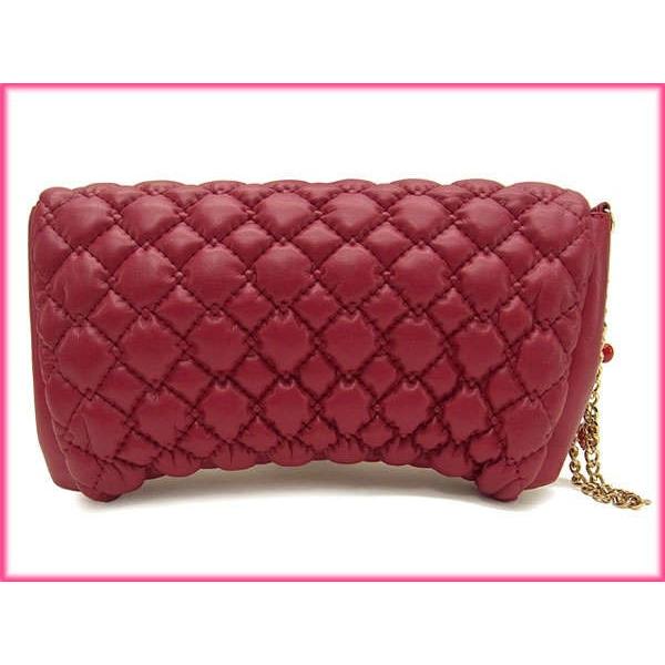 極美品】レッドヴァレンティノ☆本革☆チェリー☆クラッチバッグ