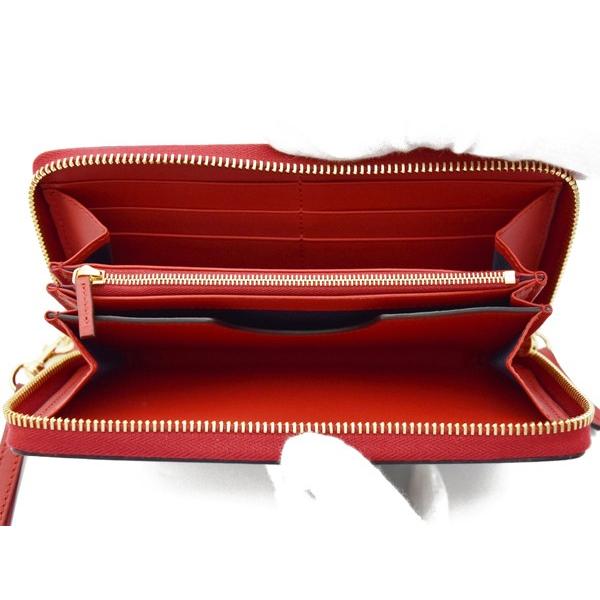 GUCCI グッチ ラウンドファスナー GG ブルームス PVC 長財布 赤