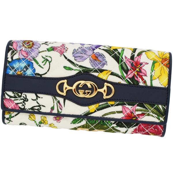 グッチ 財布 GUCCI 二つ折り長財布 レディース フローラプリント