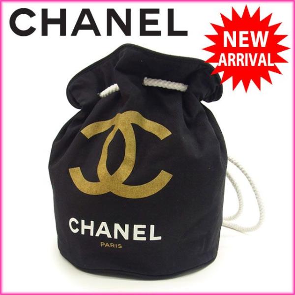 CHANEL ビーチバッグ　プールバッグ　ブラック CHANEL SALE シャネル プールバッグ 巾着型 ショルダーバッグ