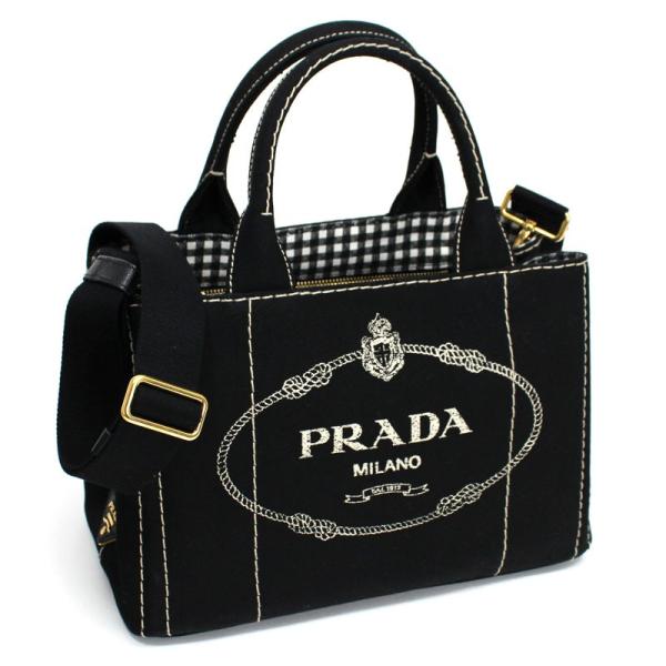 PRADA プラダカナパ黒ブラック キャンバストートバッグ