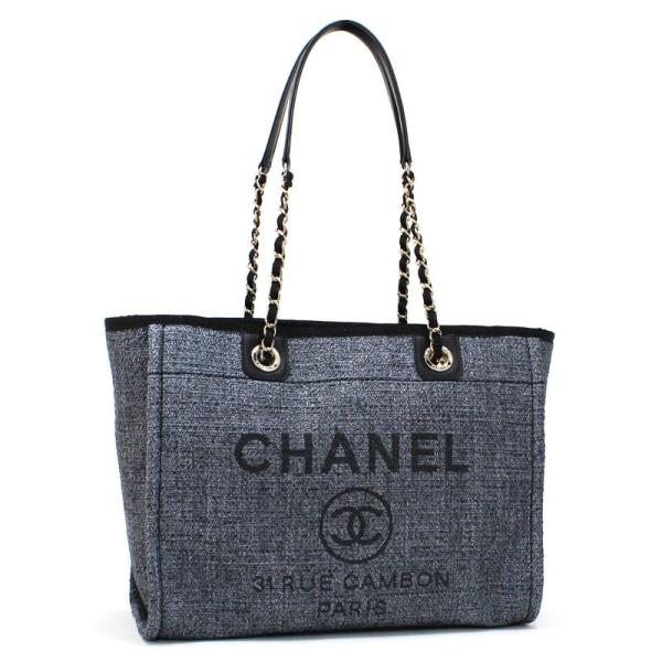 シャネル CHANEL トートバッグ コットン ナイロン カーフスキン 