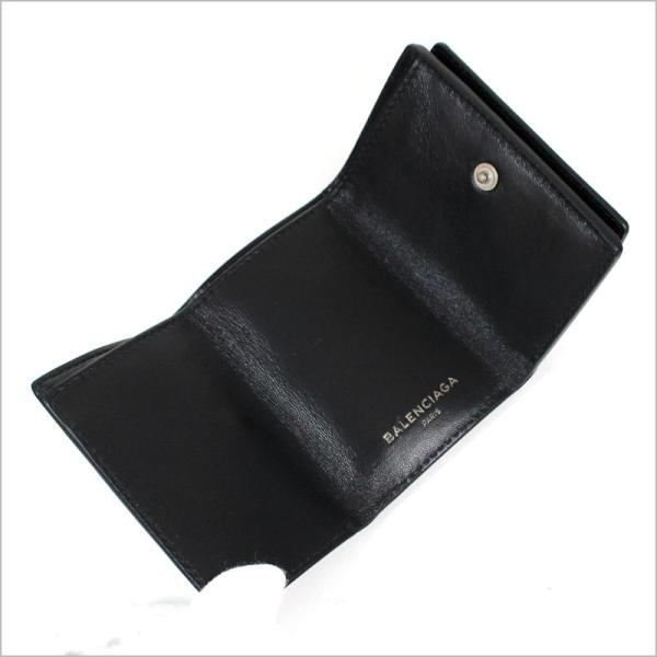 美品】BALENCIAGA 三つ折り財布 ミニウォレット オールレザー 黒（楽天 