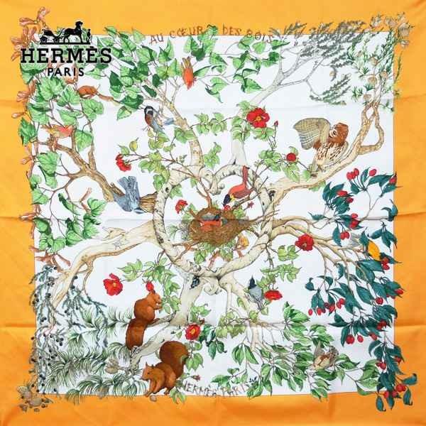 HERMES カレ90 ピンク系　森の中で　au coeur des bois HERMES カレ90 ピンク系 森の中で au couer des bois HERMES