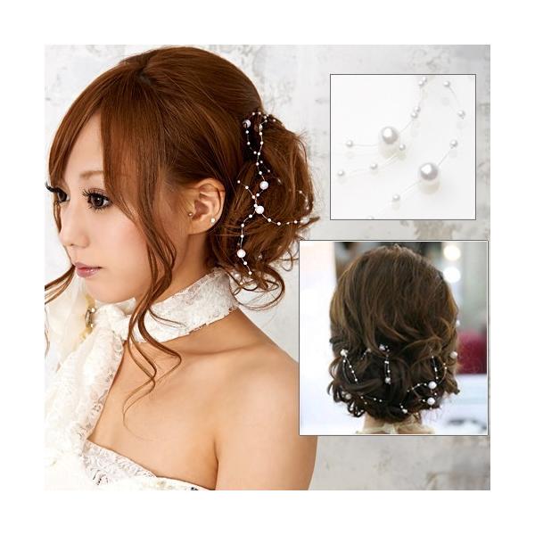 華やかパール髪飾り ヘアアクセサリー テグスネックレスや手作りアクセ