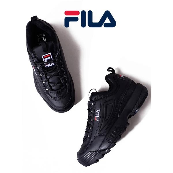 FILA フィラ スニーカー レディース メンズ 黒 ブラック ダッド ...