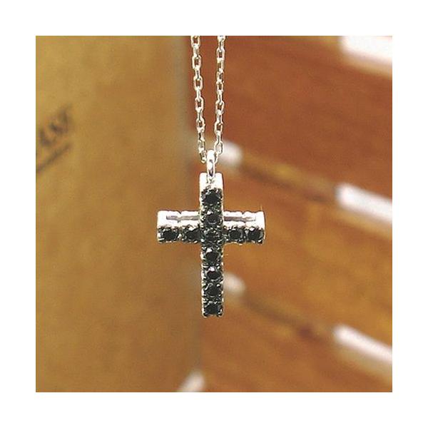 ネックレス ｋ10 ダイヤモンド ブラックダイヤモンド 十字架