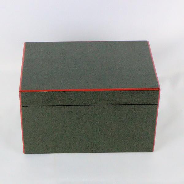 ほぼ未使用 茶道具 黒面朱利休茶箱 セット 茶碗 棗 茶筅 振出 巾筒