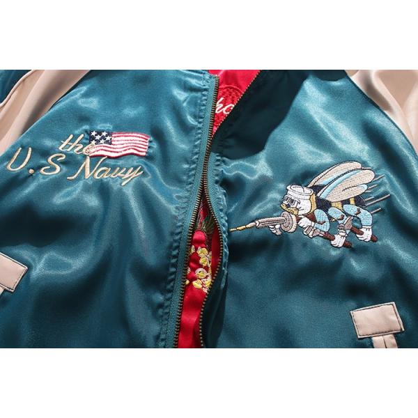 ヨコスカ] 男女兼用 US・NAVY刺繍マーク スカジャン リバーシブル