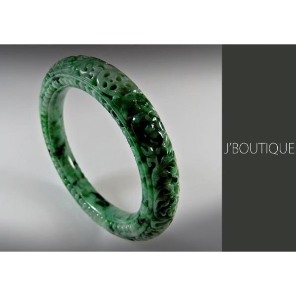 翡翠 彫刻バングル ブレスレット 吉祥 明緑 濃緑 /【Buyee】 Buyee