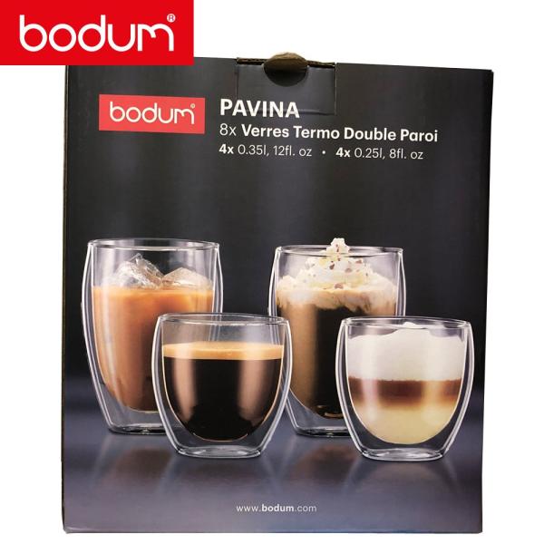 NEW Glass Tumbler Set Bodum Pavina 4 x 250mL + 4 x 350mL Double