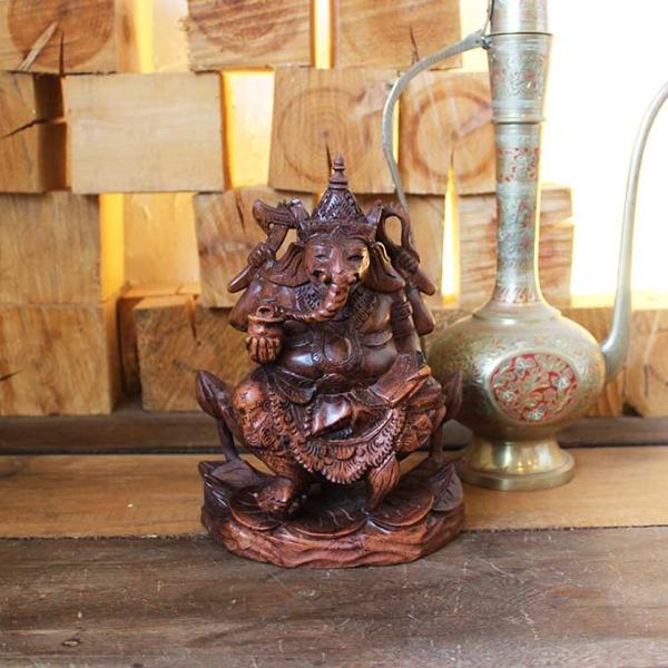 象の神様 ガネーシャの置物 木彫り H23cm バリ島 インテリア 象の神様 ガネーシャの置物 木彫り H23cm バリ島 インテリア
